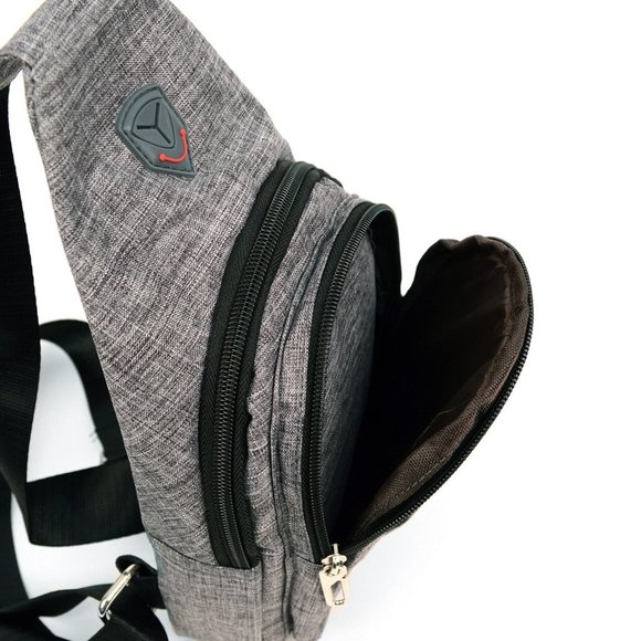 Gray Polyester Crossbody Sling Bag Backpack - Picture 5 of 7